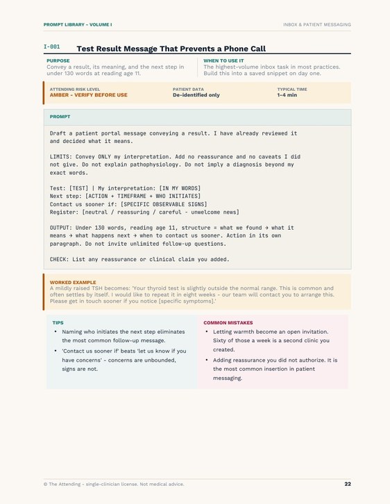 A full prompt from the library with its triage badge